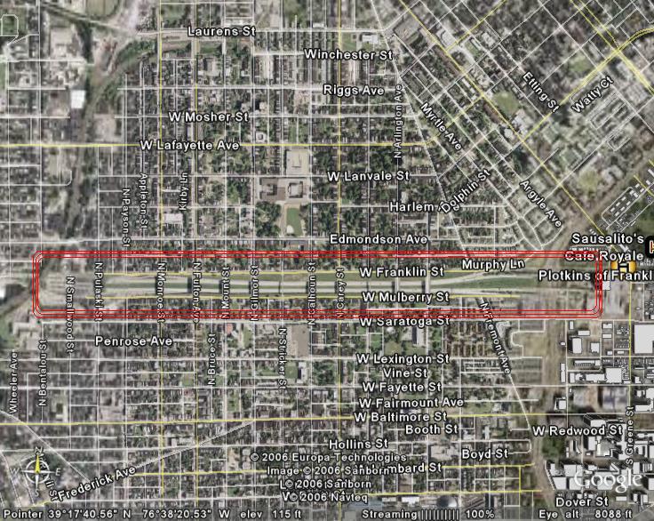 FM Gash seen by satellite, with red line around the gash